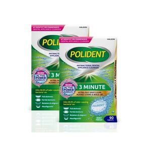 2 Pk Polident 3 Minute Antibacterial Dental Appliance Cleanser Tablets, 90 Ct